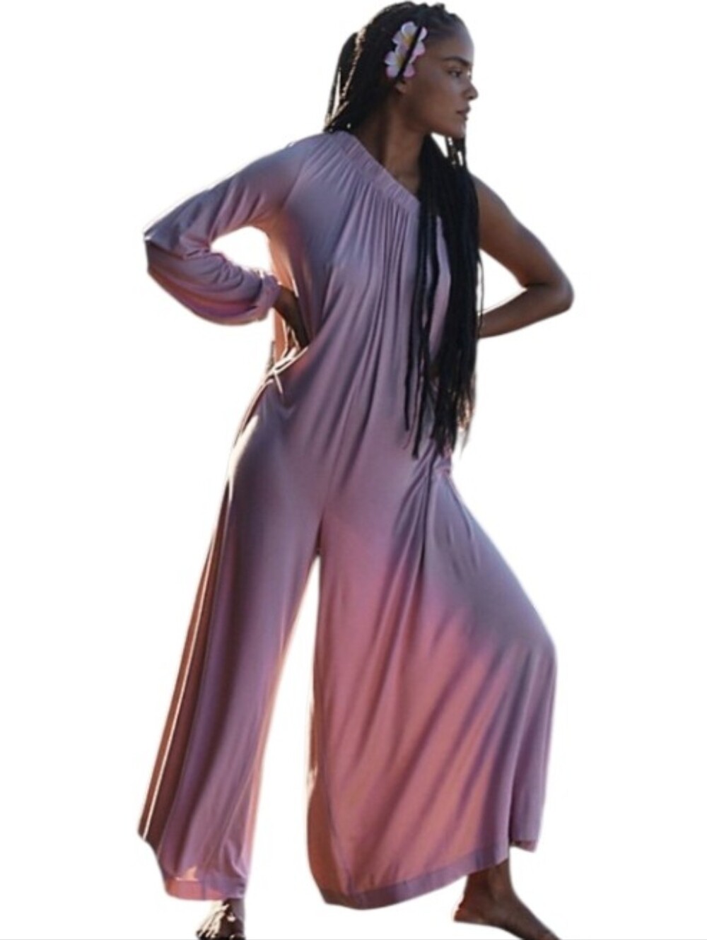 Free People Beach Sunday Stroll One Shoulder Jumpsuit Size Large in EUC